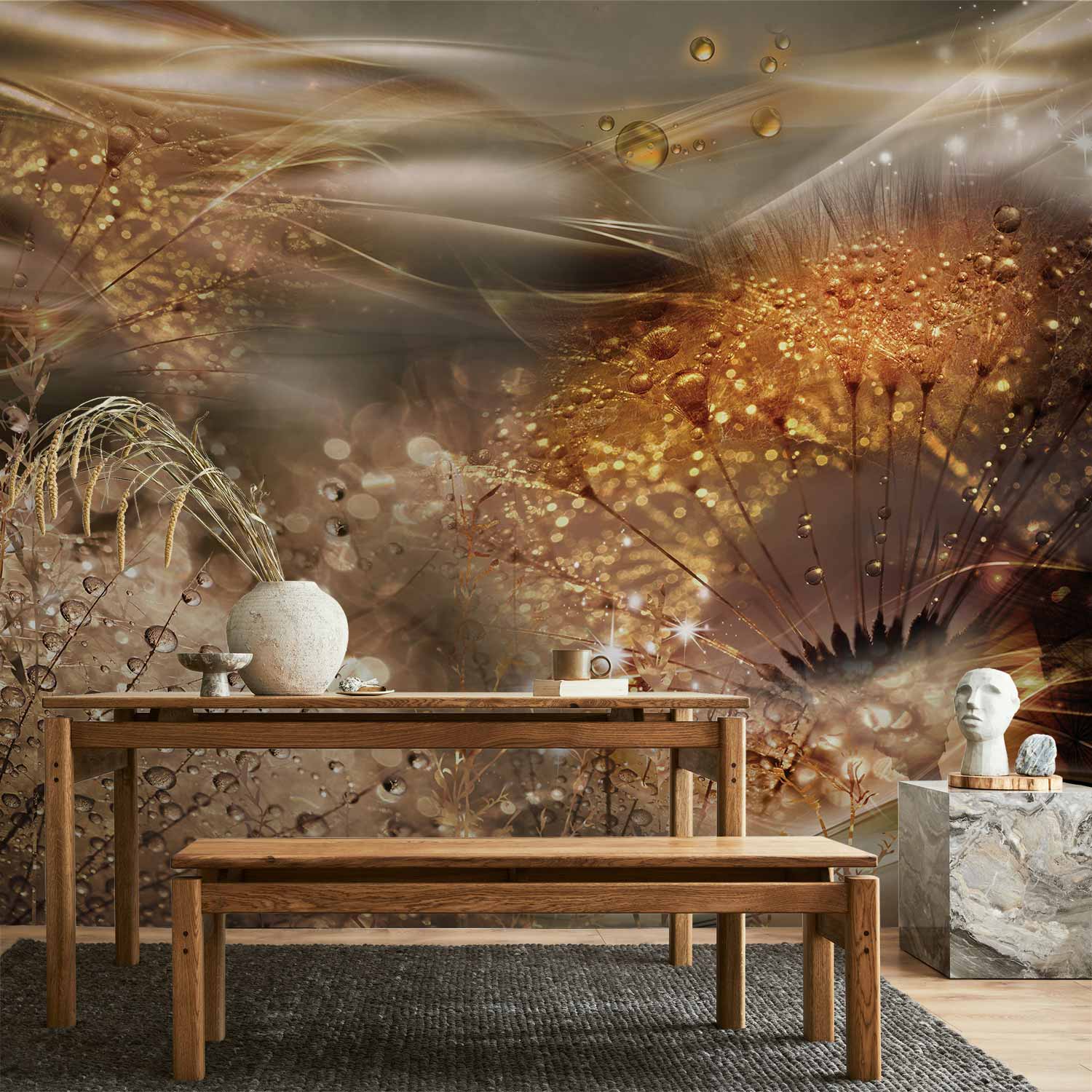 Japanese Room Divider - Botanical Garden Flowers Birds and Butterflies - Colorful Illustration