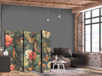 Room Divider - Botanical Garden Flowers Birds and Butterflies - Colorful Illustration