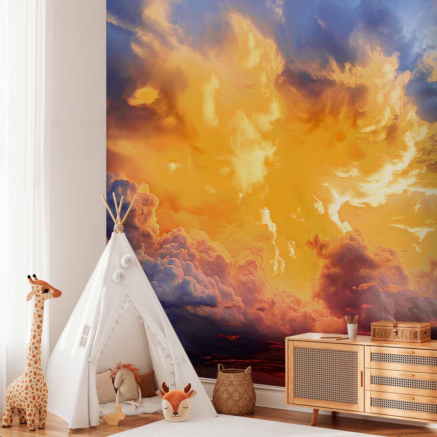 Warm Sunset Clouds Sky Wall Mural