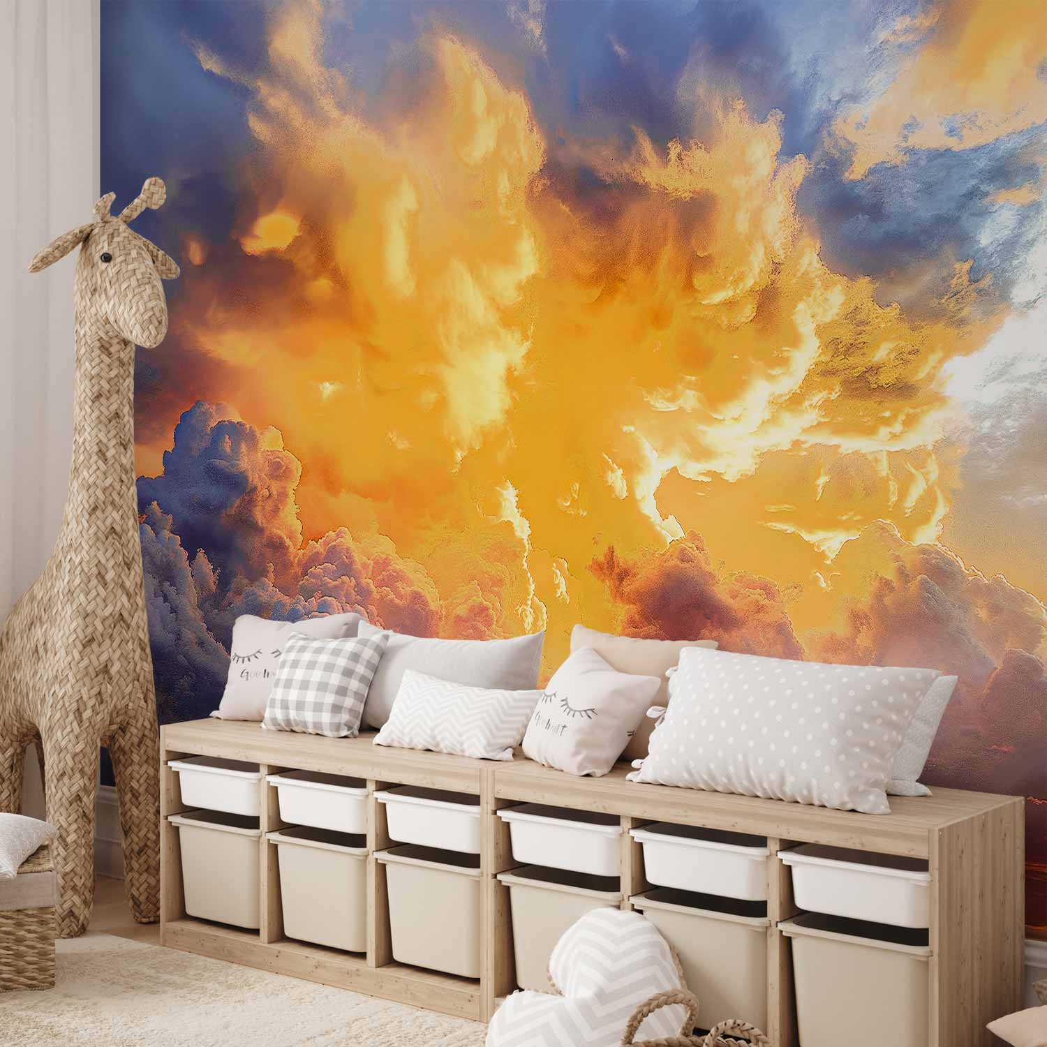 Warm Sunset Clouds Sky Wall Mural