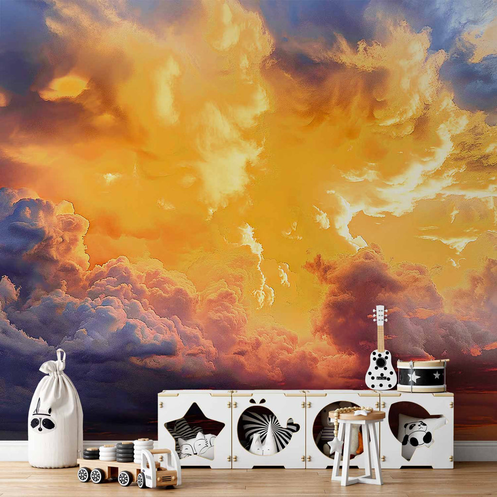 Warm Sunset Clouds Sky Wall Mural