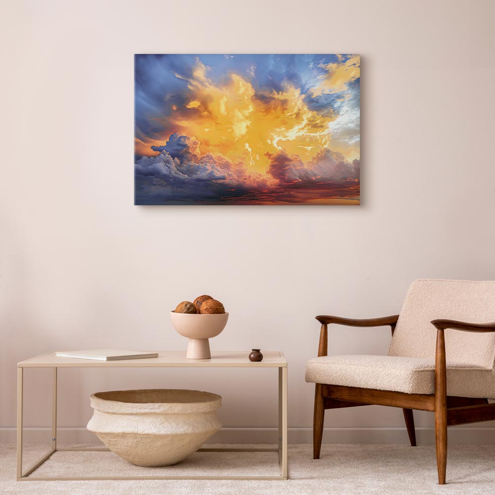 Canvas Print Beautiful Sunset Clouds in Warm Shades