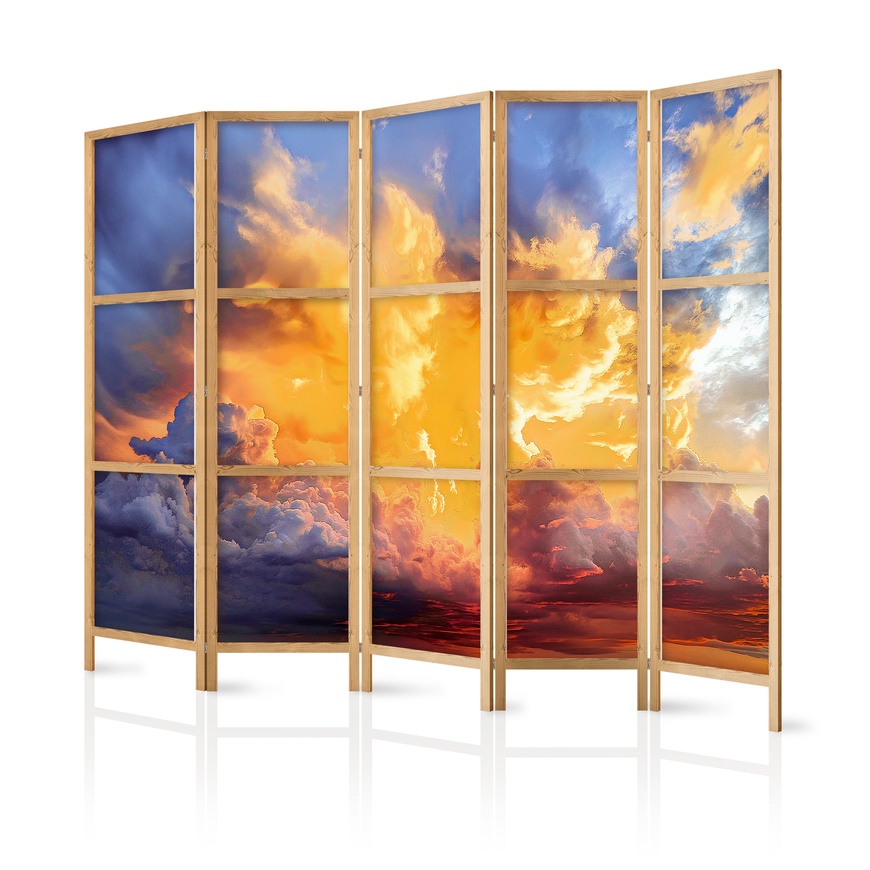 Japanese Room Divider - Beautiful Sunset Clouds in Warm Shades