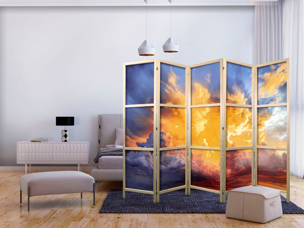 Japanese Room Divider - Beautiful Sunset Clouds in Warm Shades
