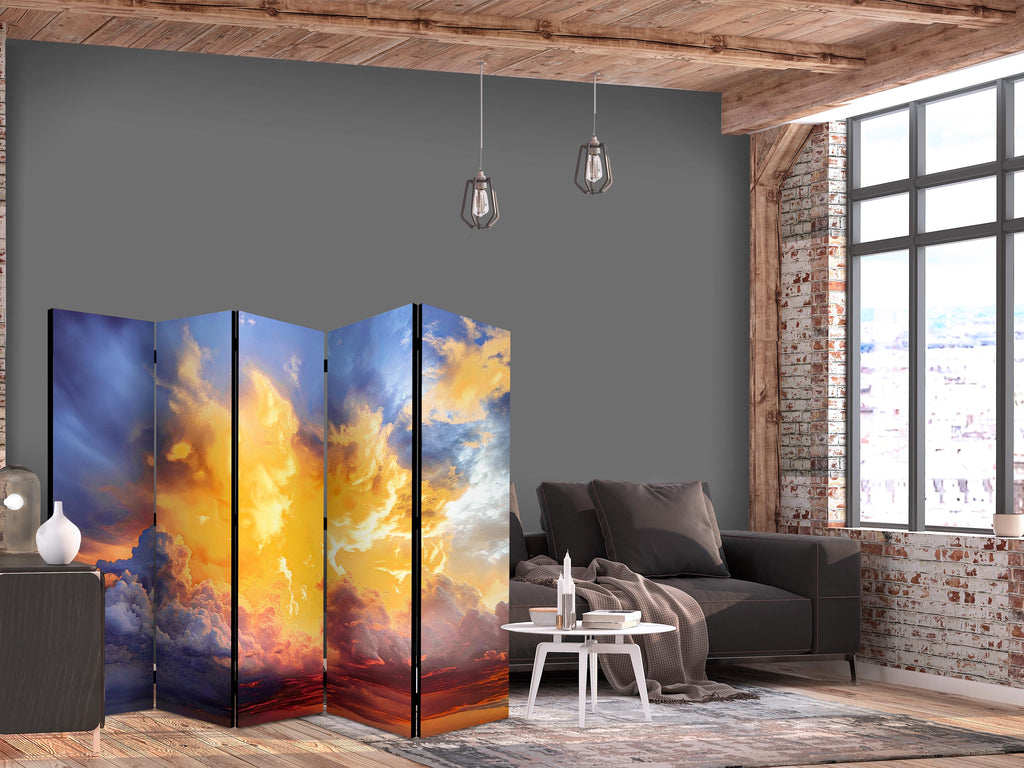 Room Divider with Sunset Clouds in Warm Tones