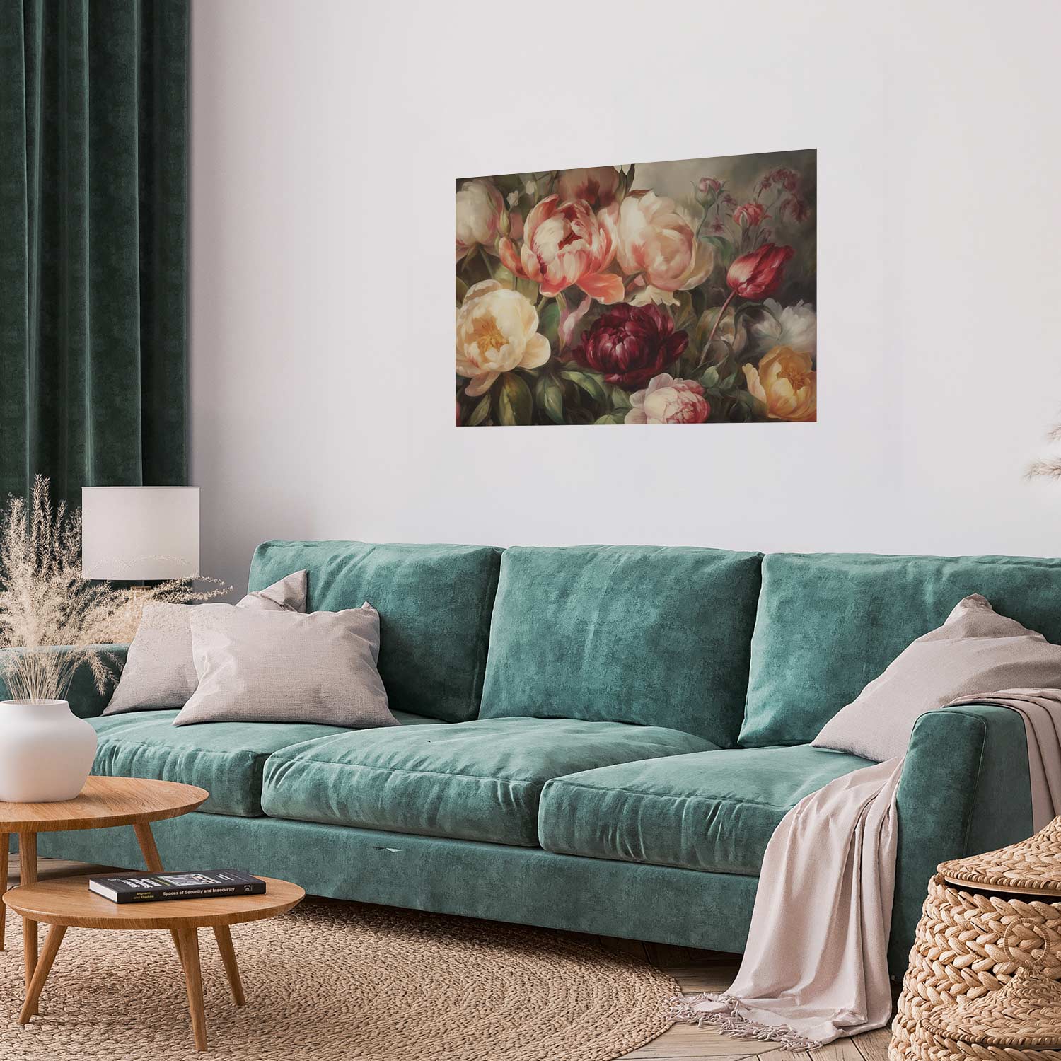 Charismatic Peonies Baroque Floral Poster