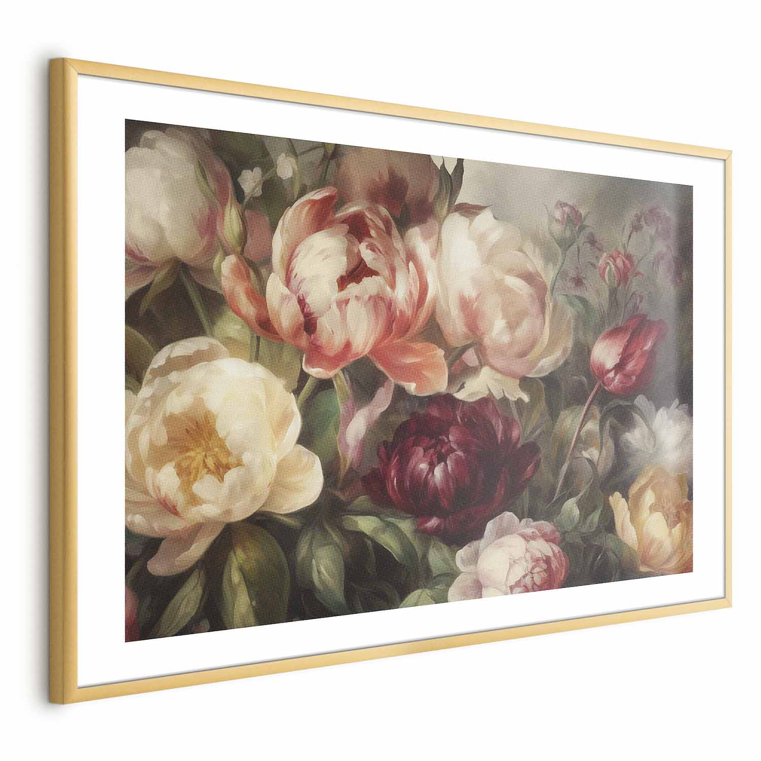 Charismatic Peonies Baroque Floral Poster