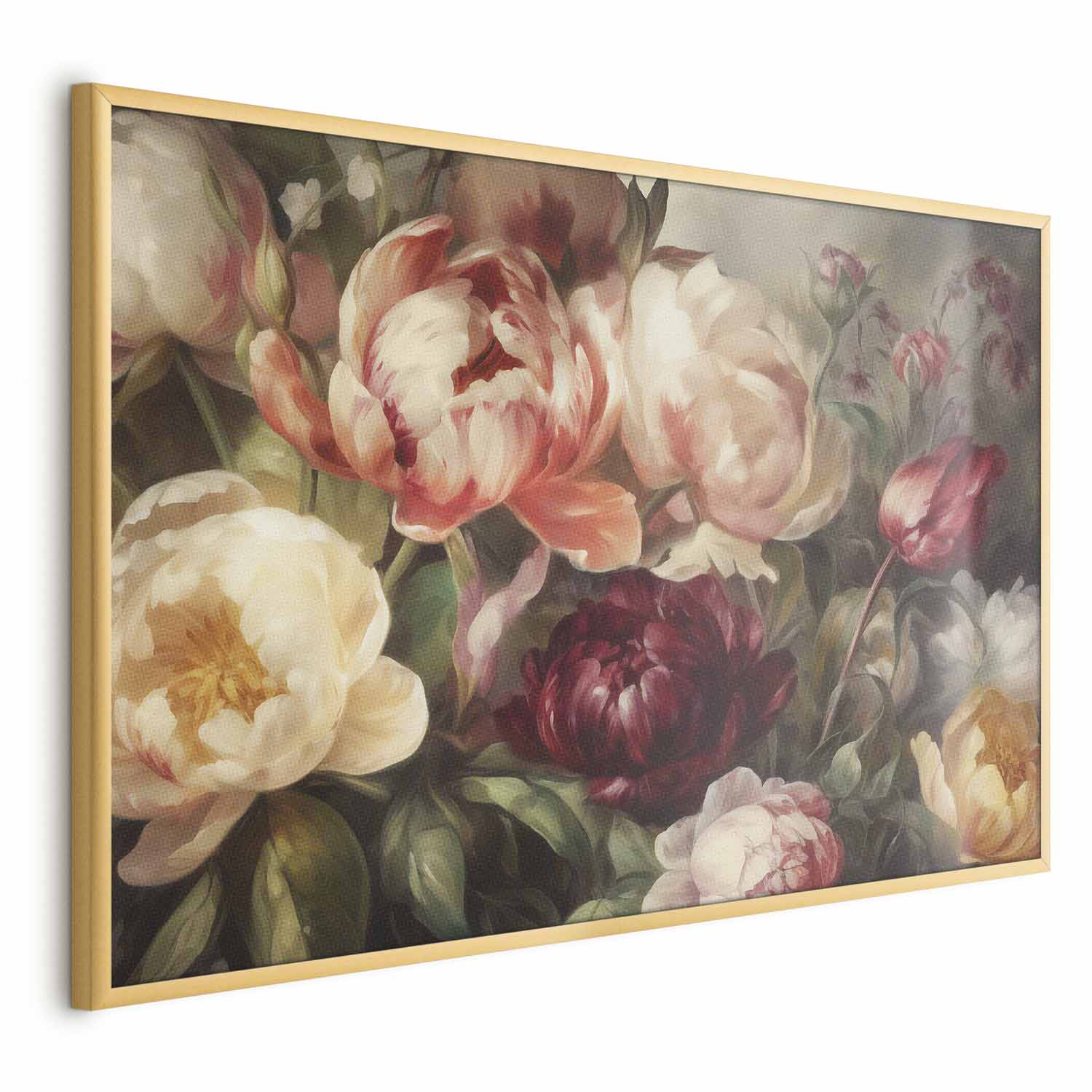 Charismatic Peonies Baroque Floral Poster