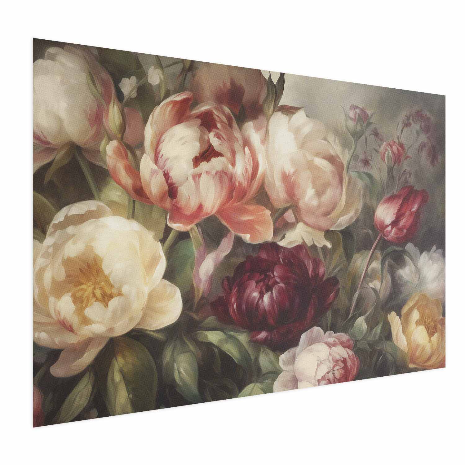 Charismatic Peonies Baroque Floral Poster