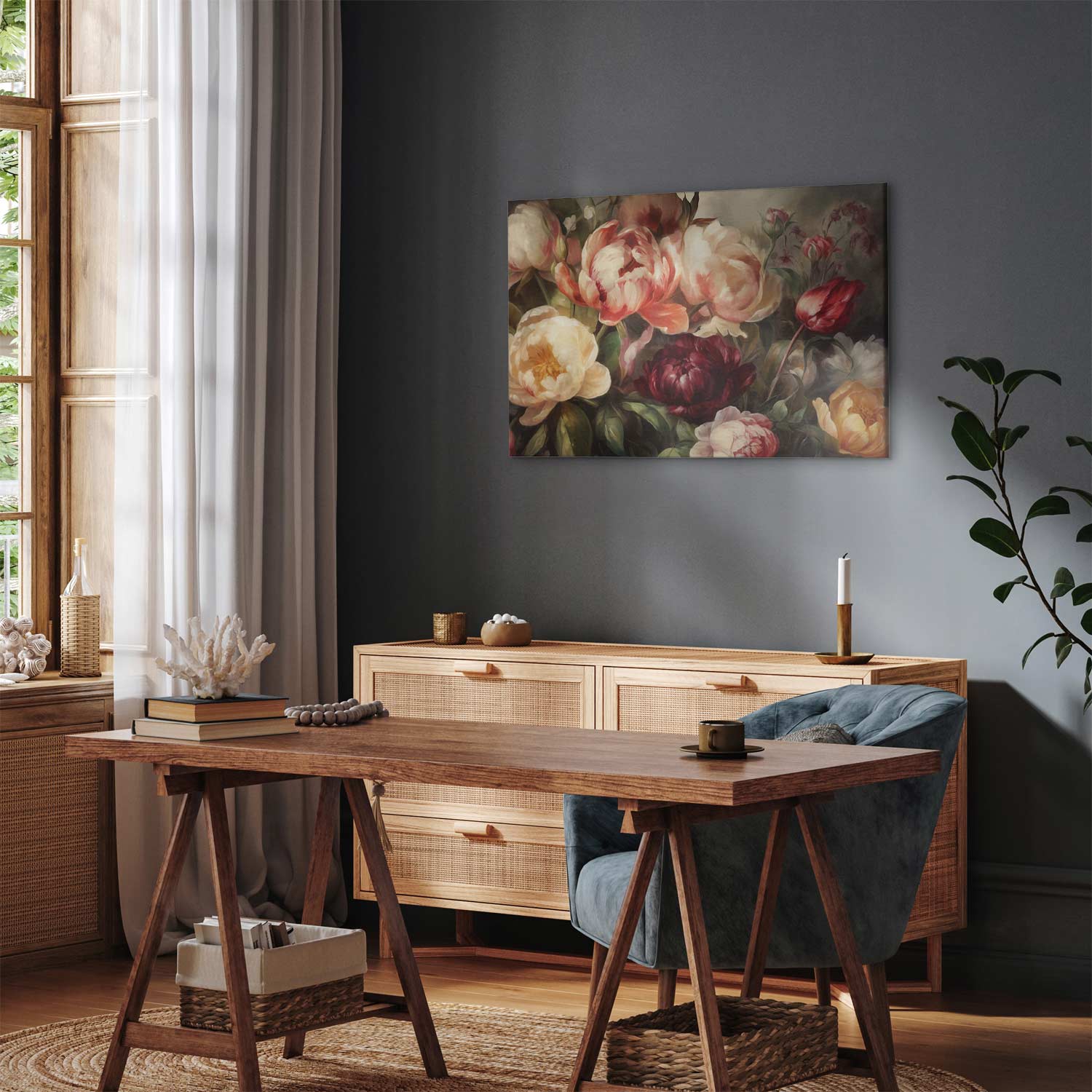 Charismatic Peonies Floral Canvas Print