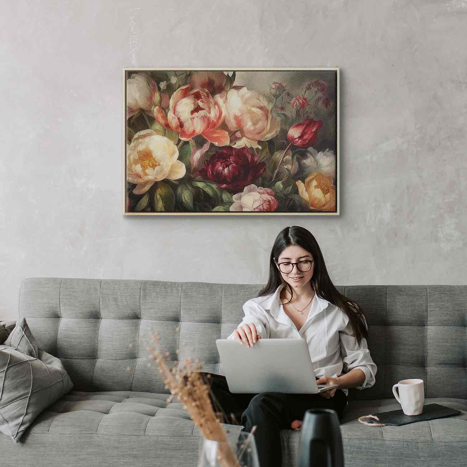 Charismatic Peonies Floral Canvas Print