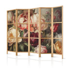 Japanese Room Divider - Blooming Peonies in Sunlight