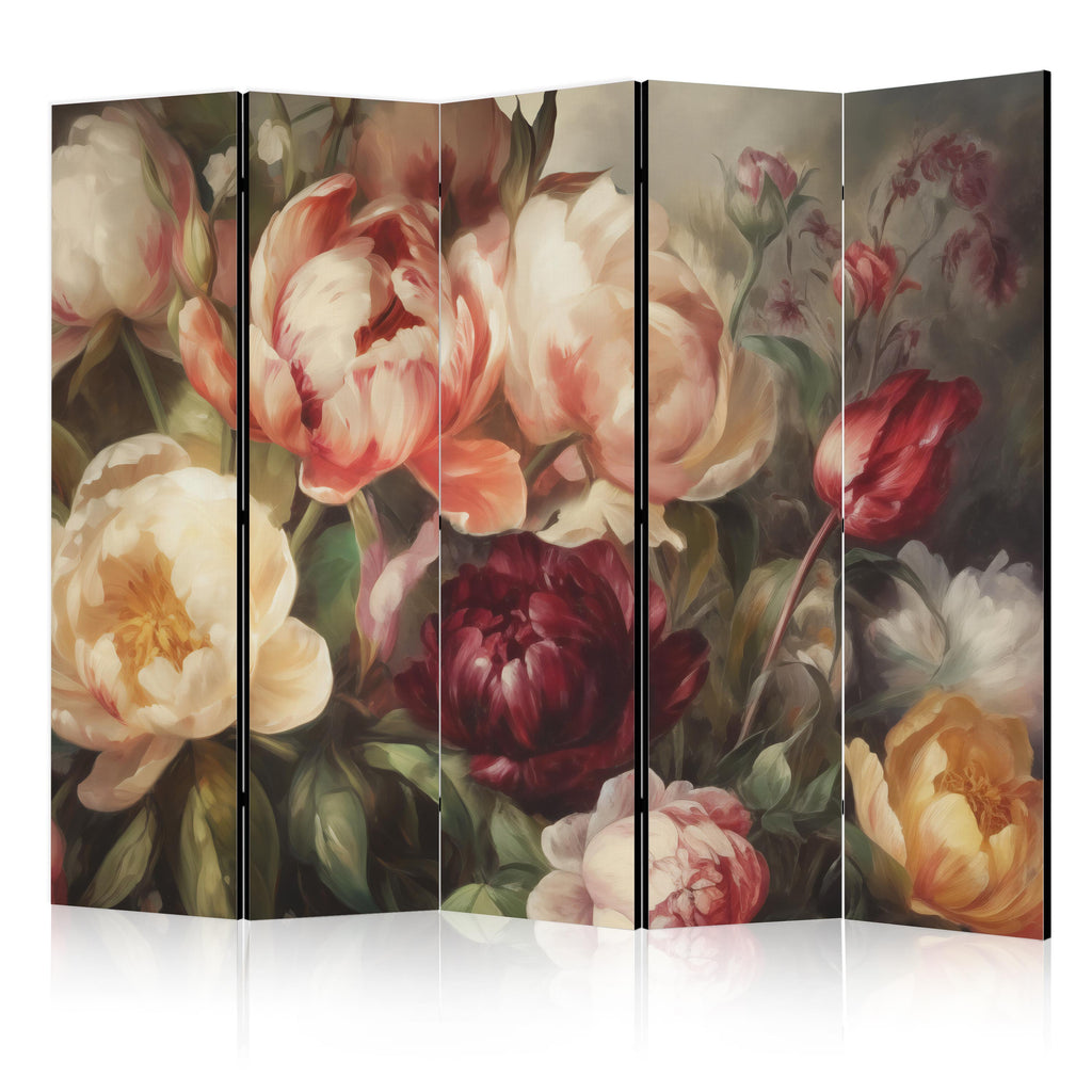 Room Divider Blooming Peonies Floral Screen