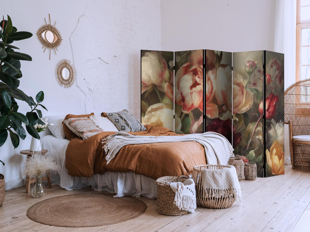 Room Divider Blooming Peonies Floral Screen