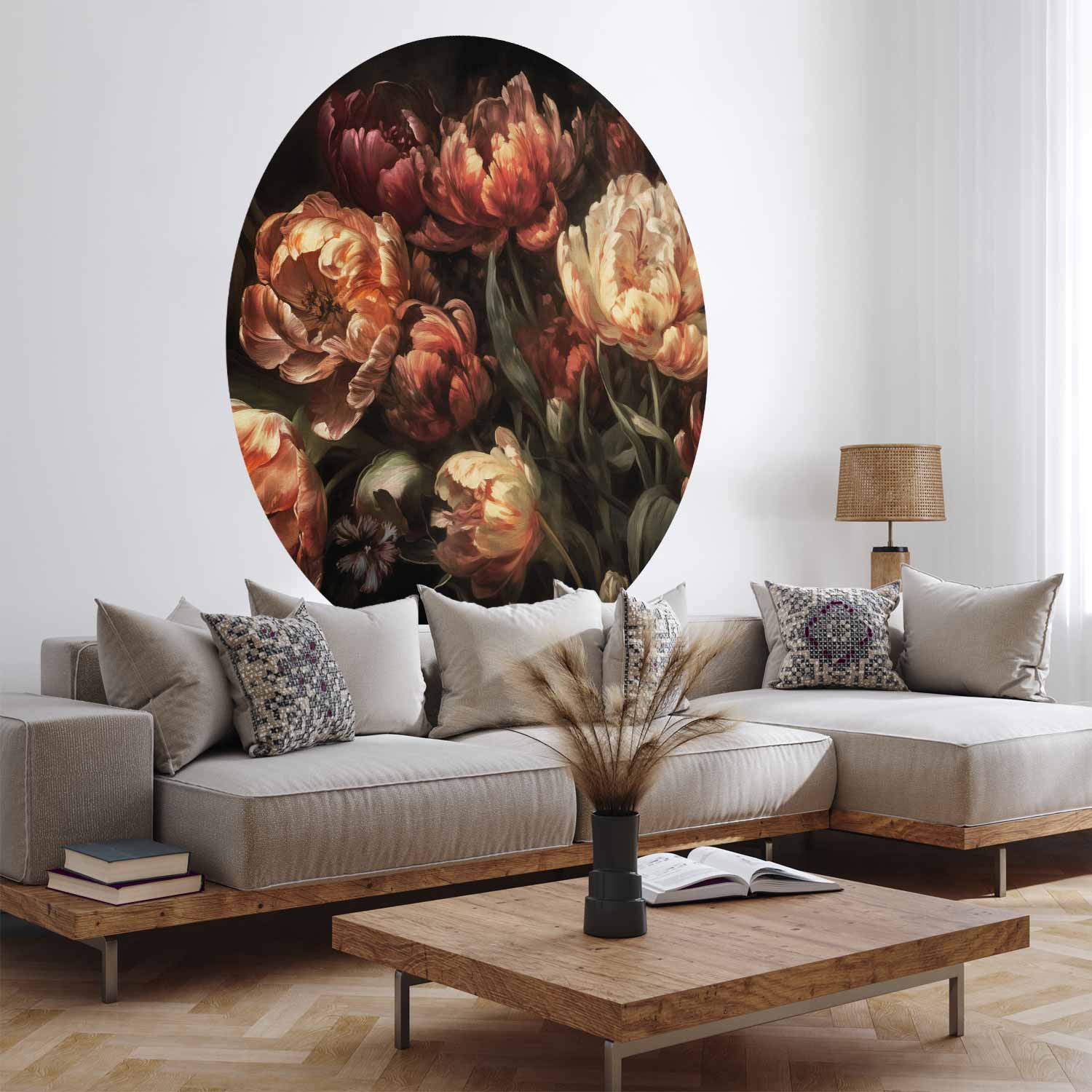 Blooming Tulips Floral Round Wall Mural
