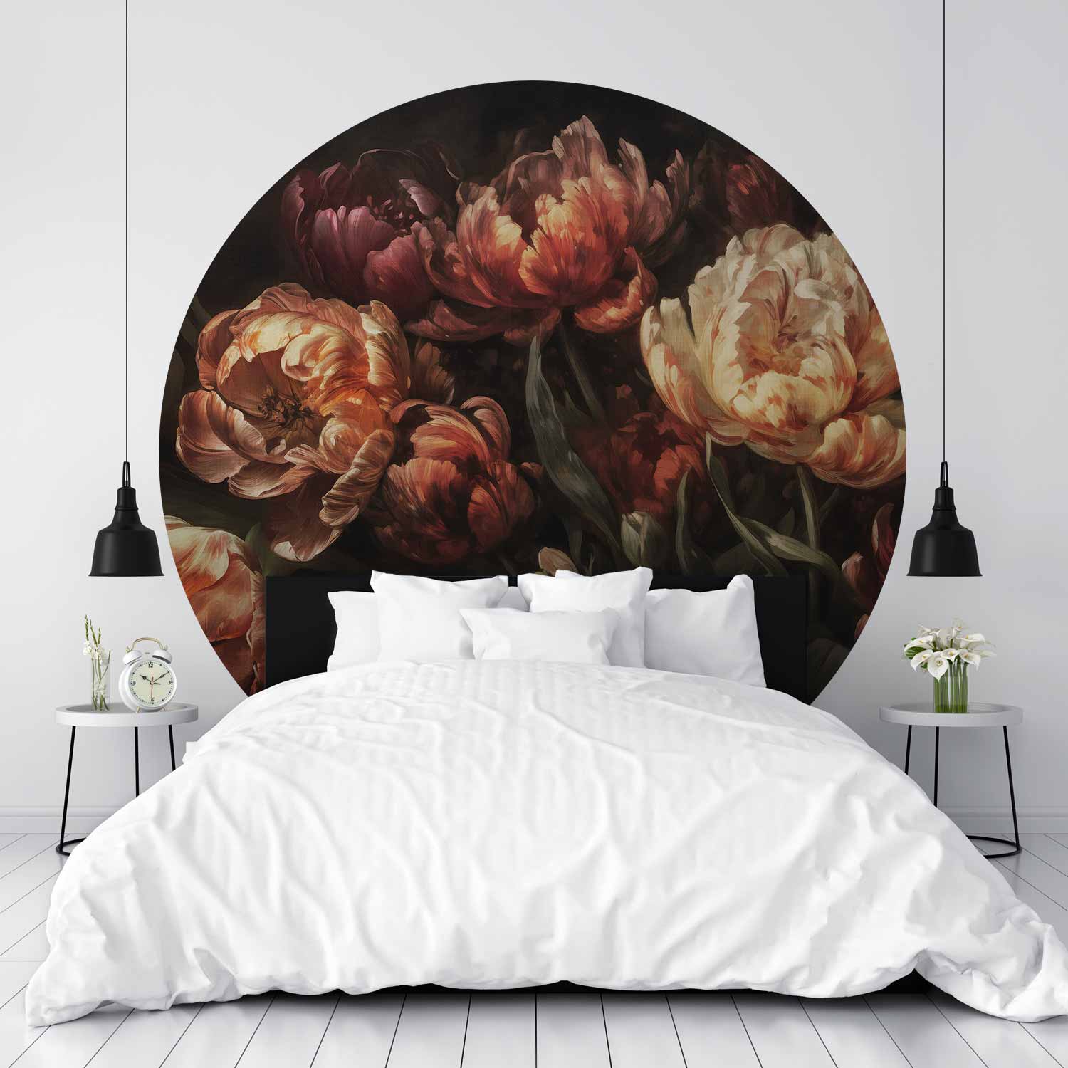 Blooming Tulips Floral Round Wall Mural