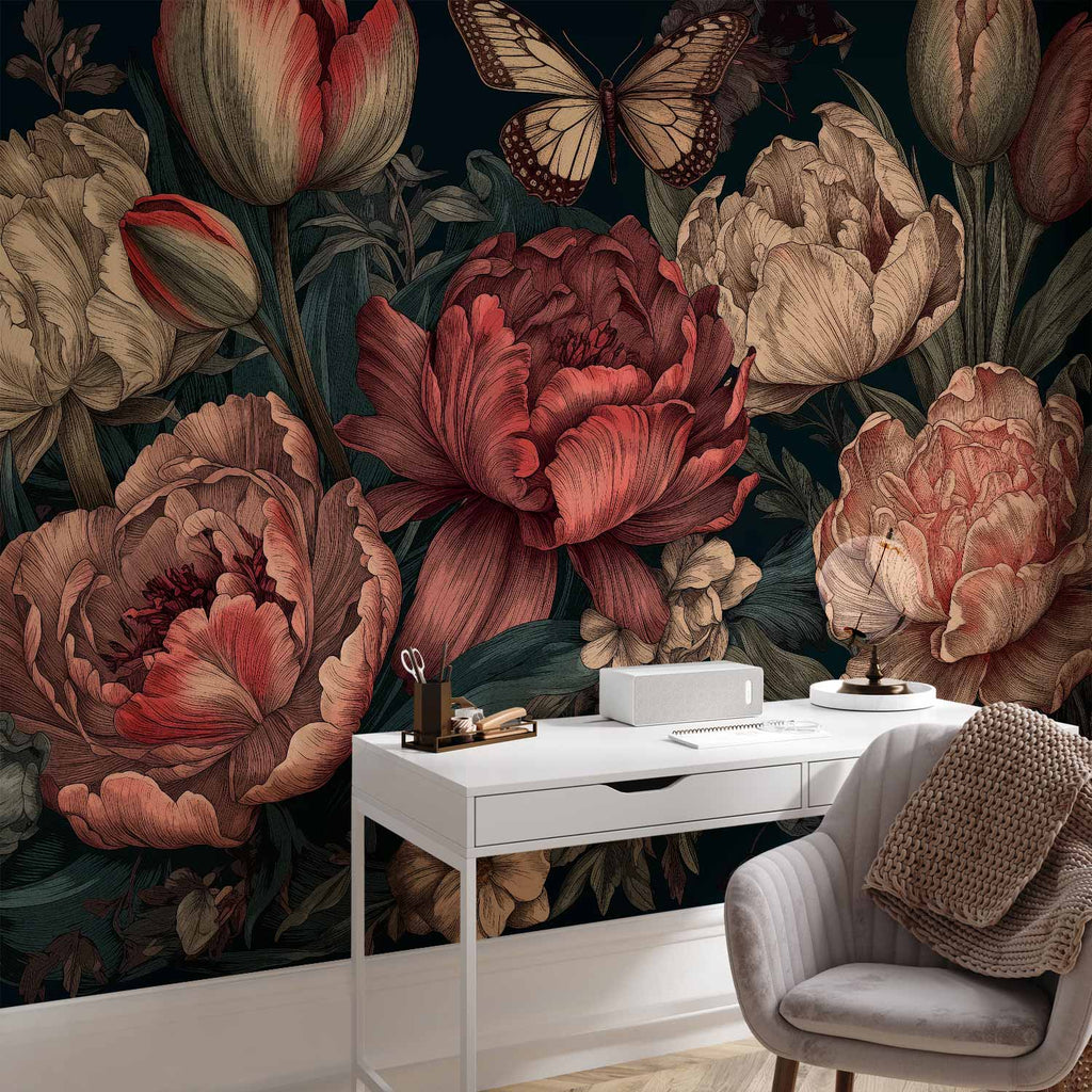 Turquoise Floral Wall Mural