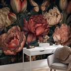 Turquoise Floral Wall Mural