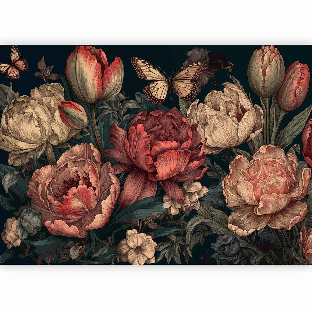 Turquoise Floral Wall Mural