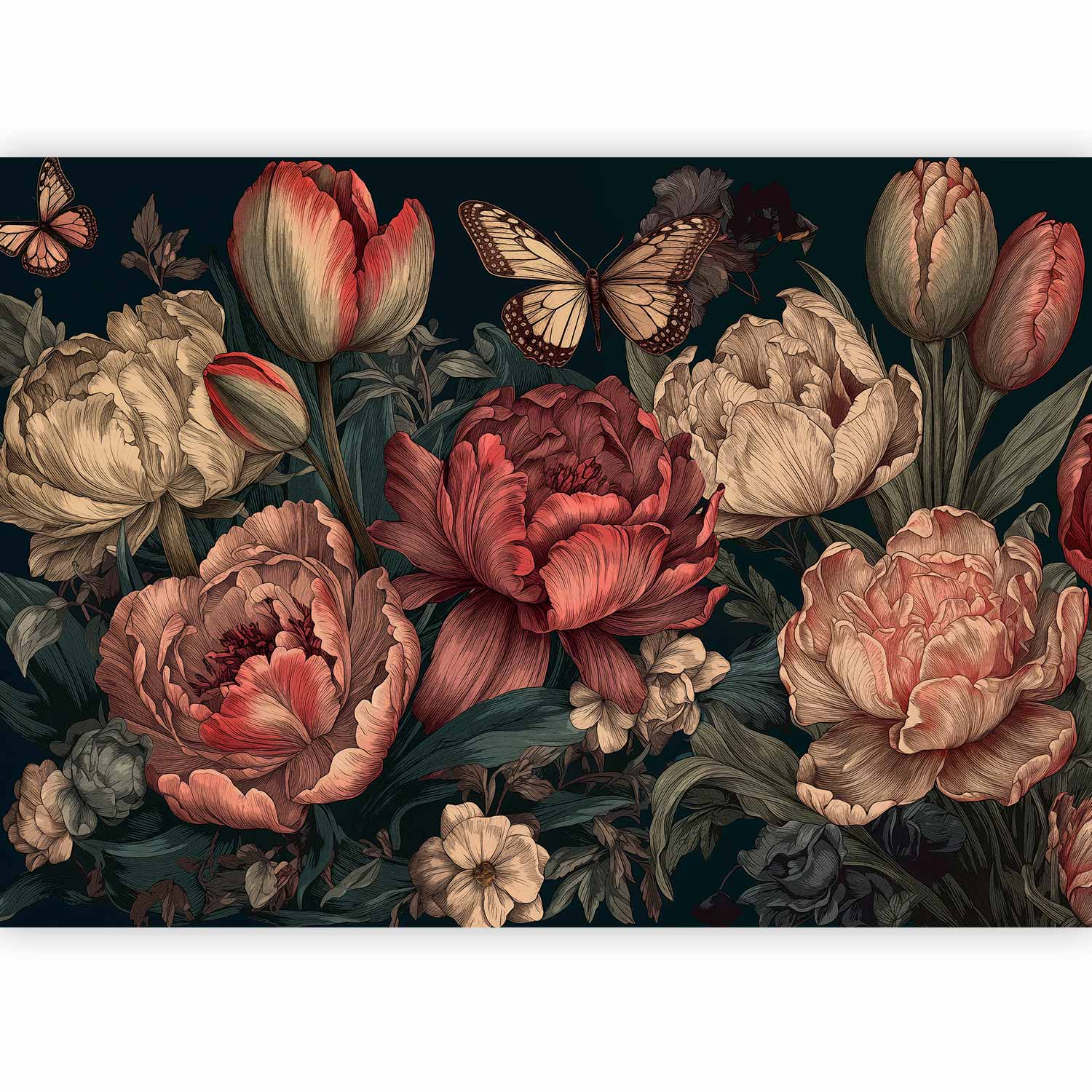 Turquoise Floral Wall Mural