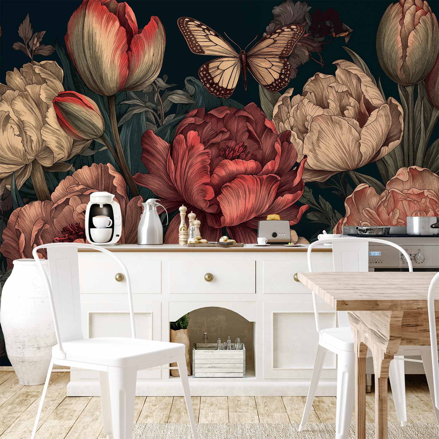 Turquoise Floral Wall Mural