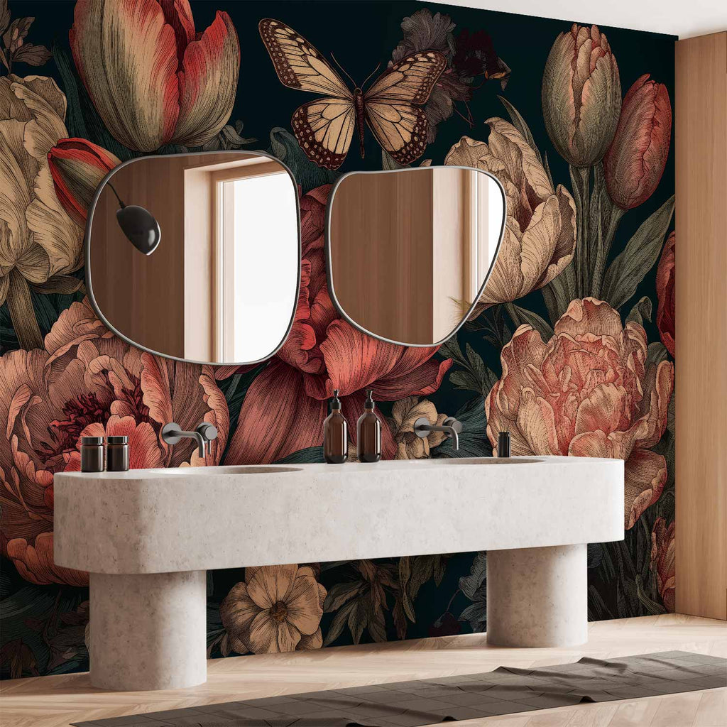 Turquoise Floral Wall Mural