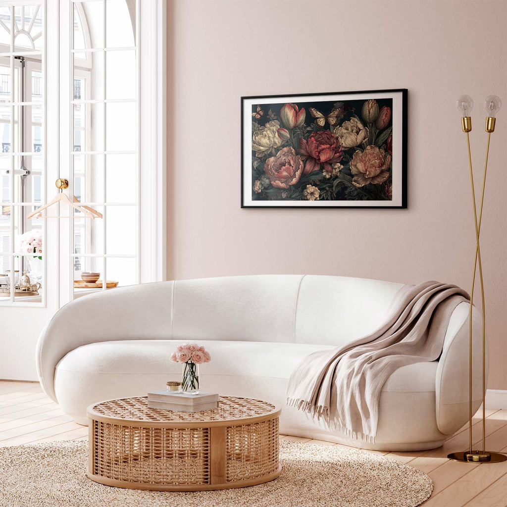 Turquoise Floral Baroque Poster