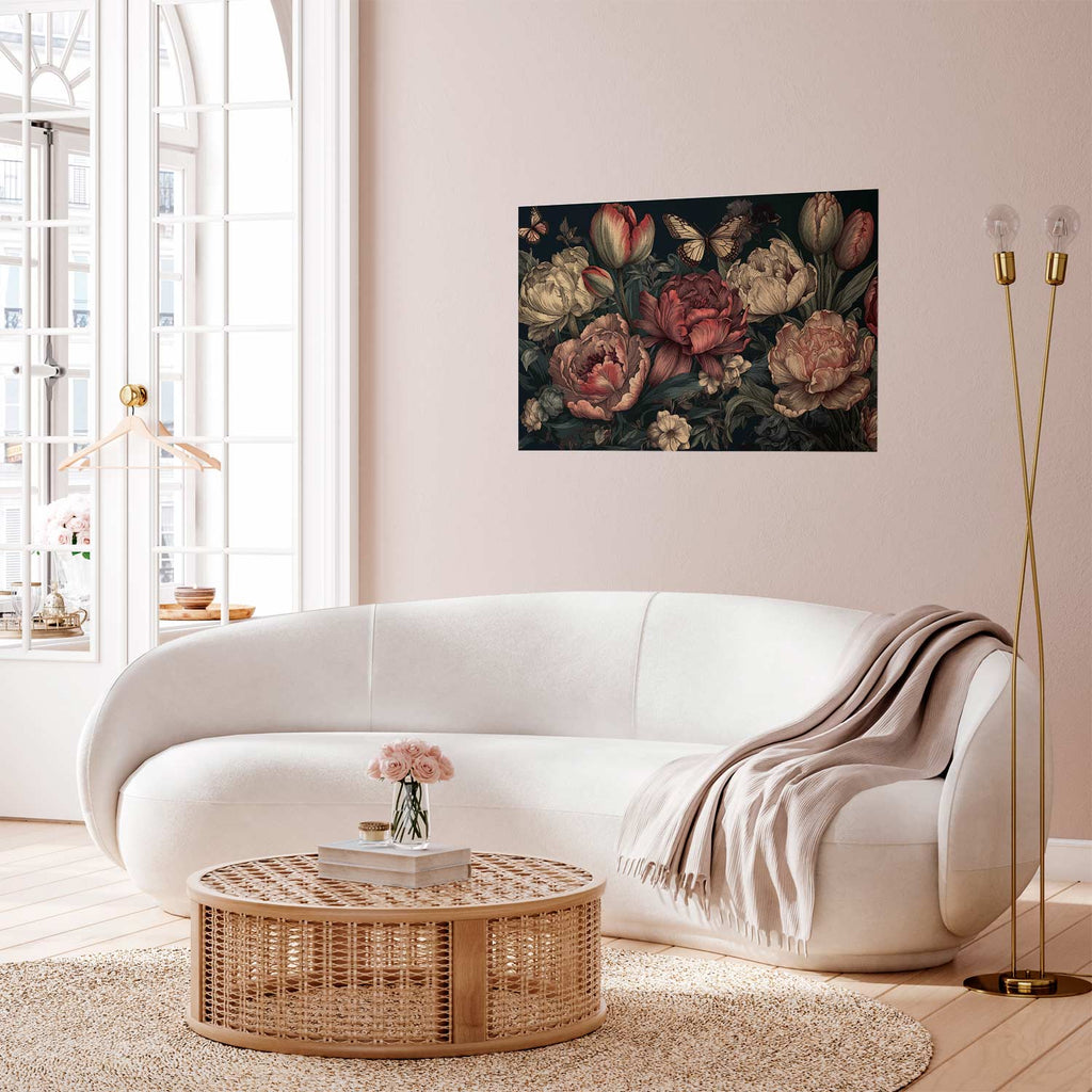 Turquoise Floral Baroque Poster