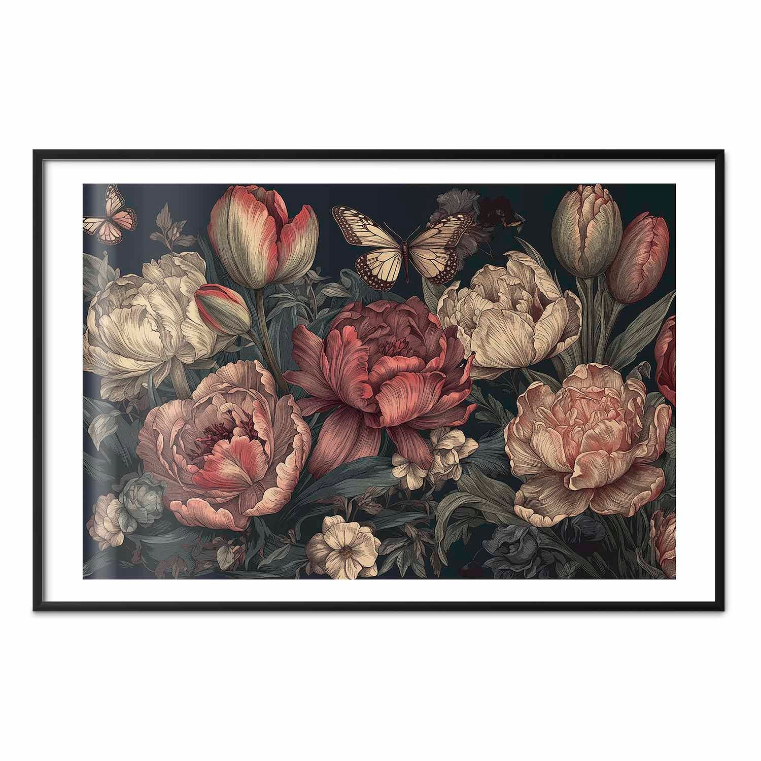 Turquoise Floral Baroque Poster
