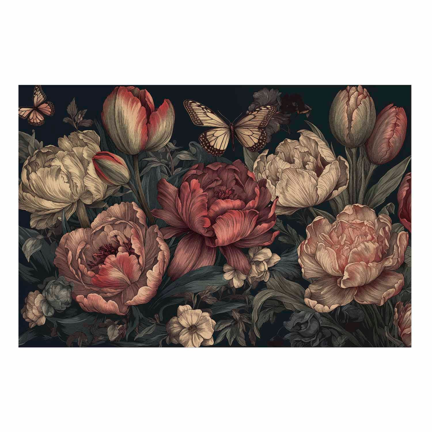 Turquoise Floral Baroque Poster