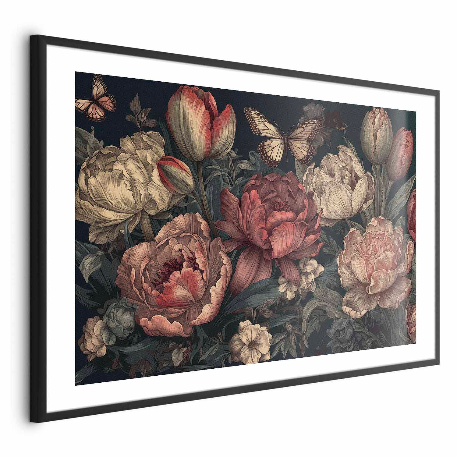 Turquoise Floral Baroque Poster