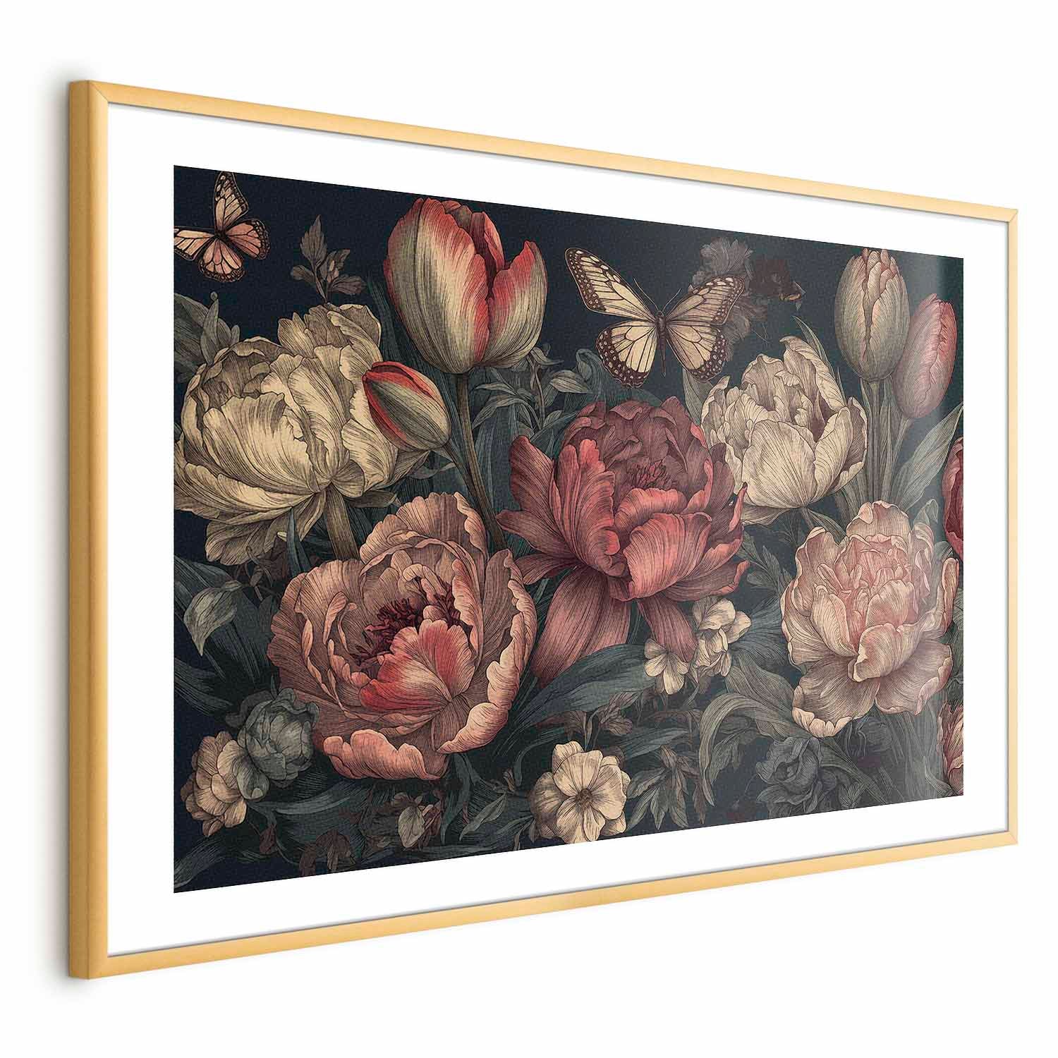 Turquoise Floral Baroque Poster