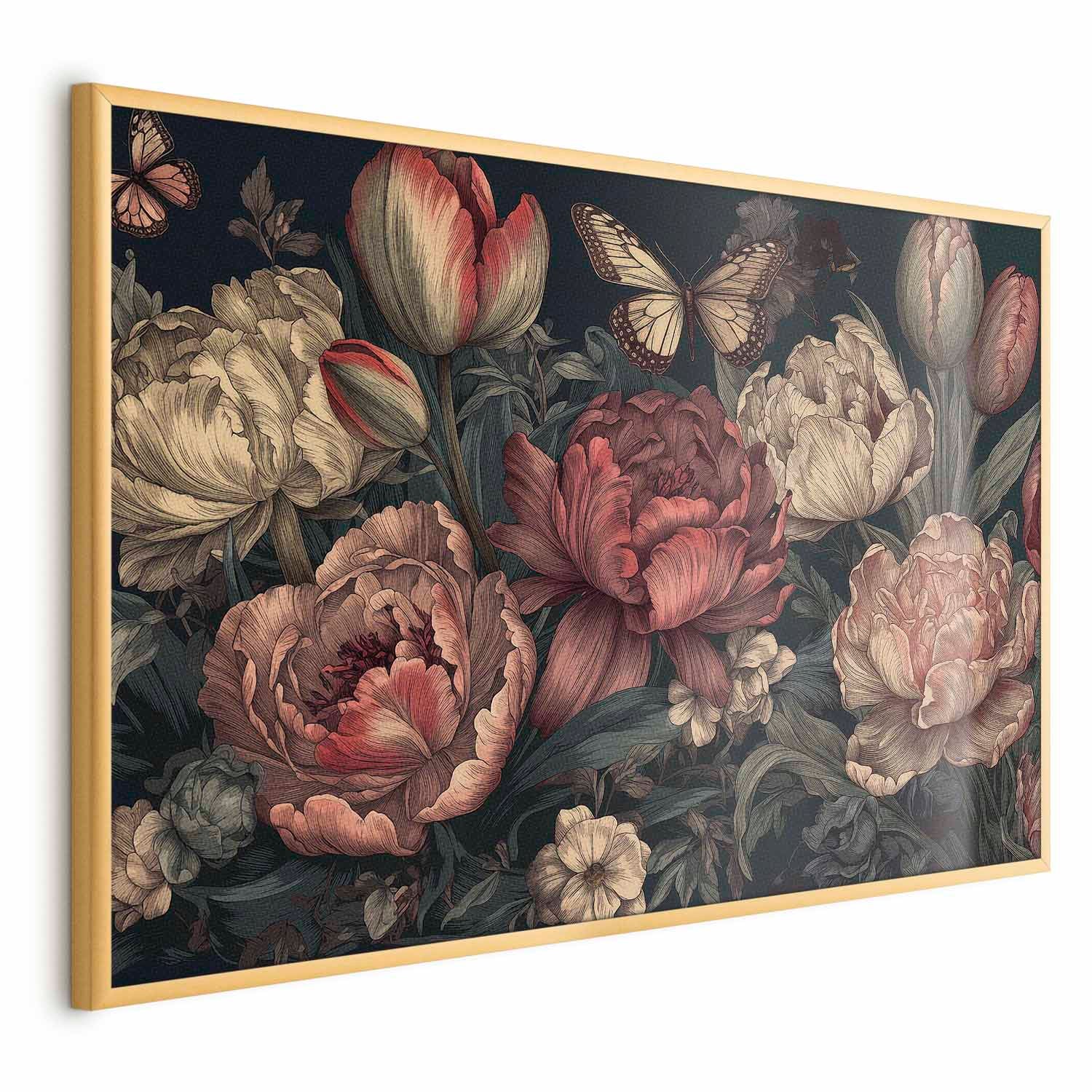 Turquoise Floral Baroque Poster