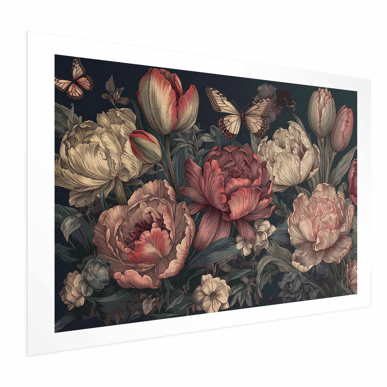 Turquoise Floral Baroque Poster