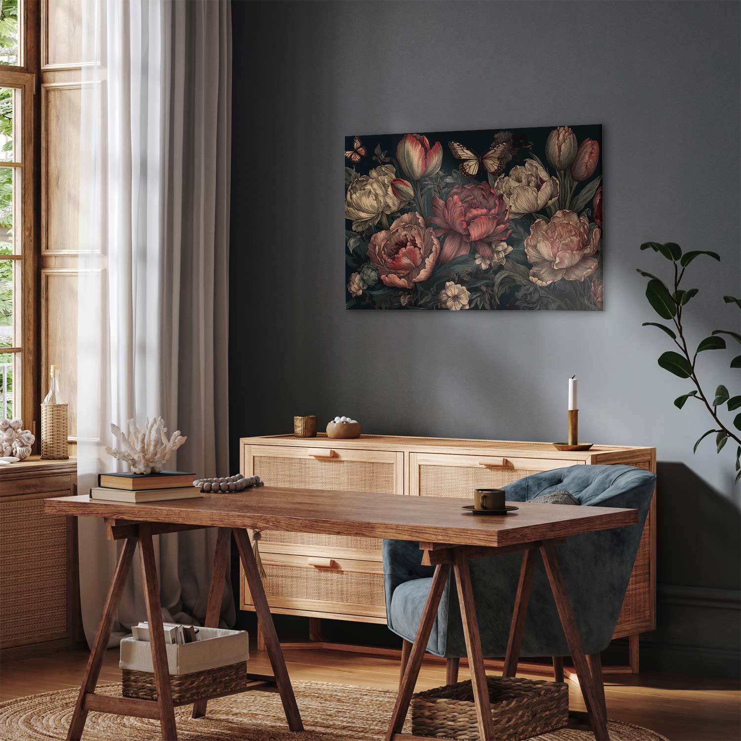 Turquoise Floral Canvas Print