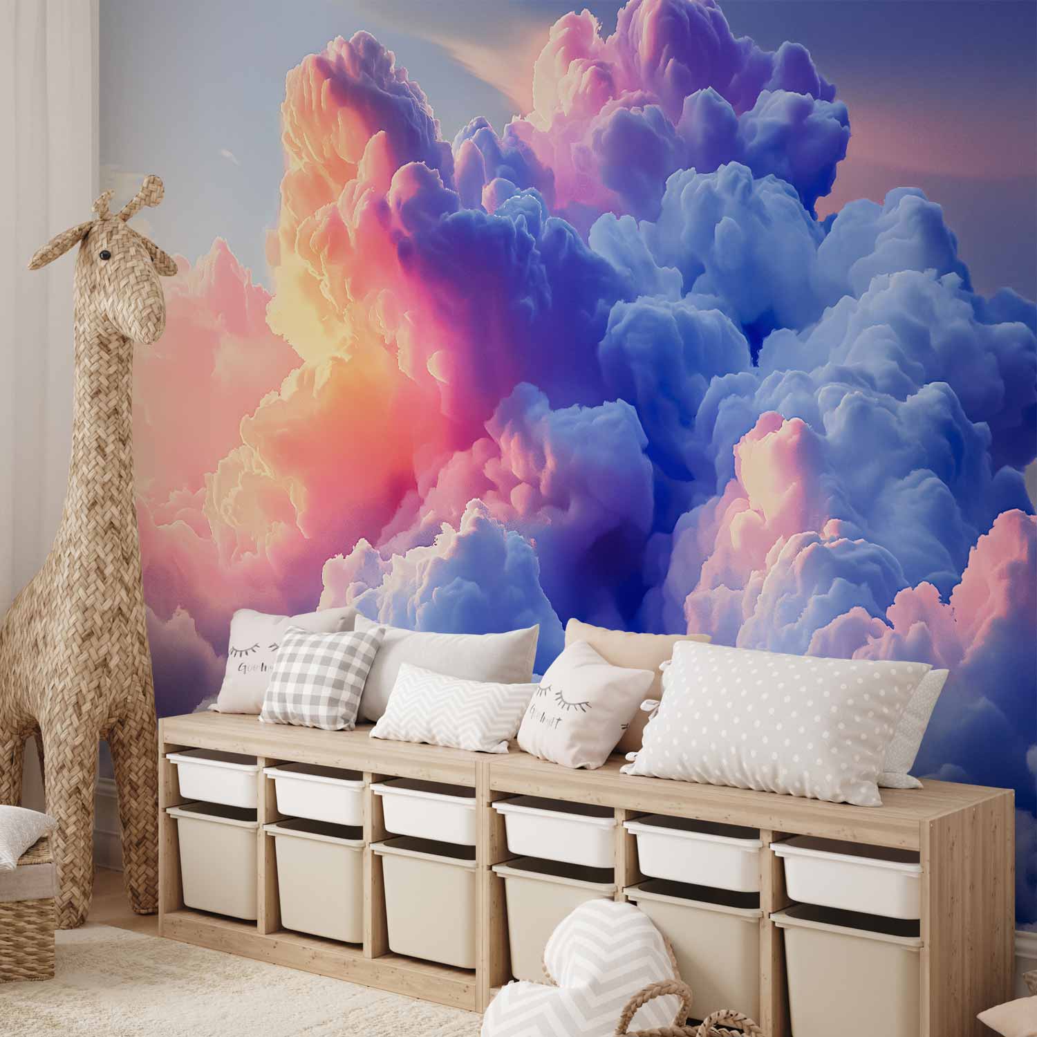 Painted Dawn Clouds Sky Wall Mural