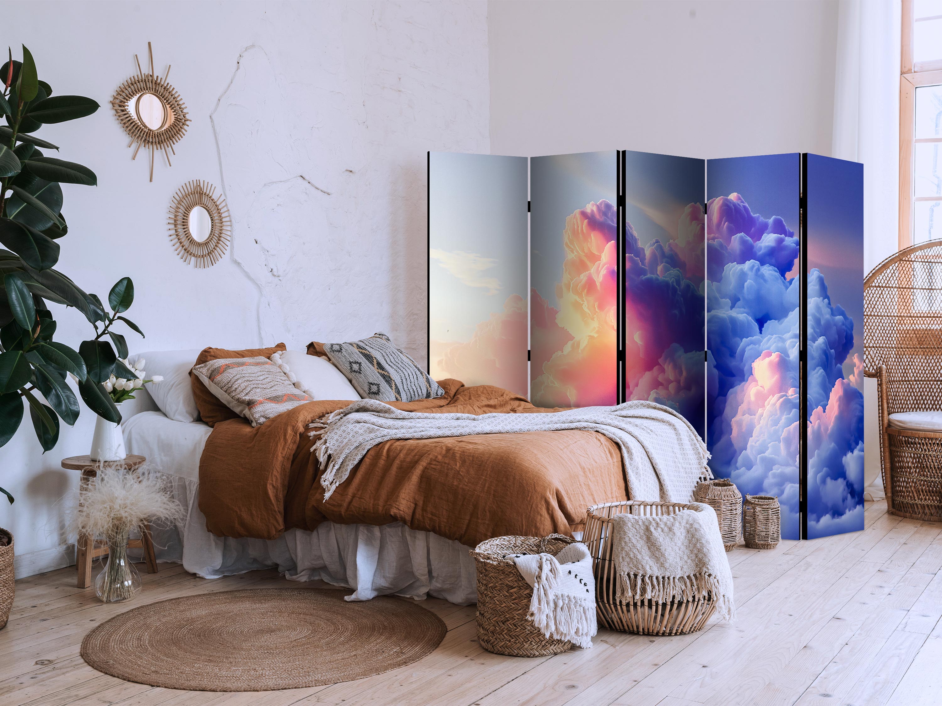 Room Divider with Clouds Painting - Dawn Sky Artwork