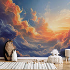 Wall Mural Sunset Over a Cloudy Sea in Vibrant Colors