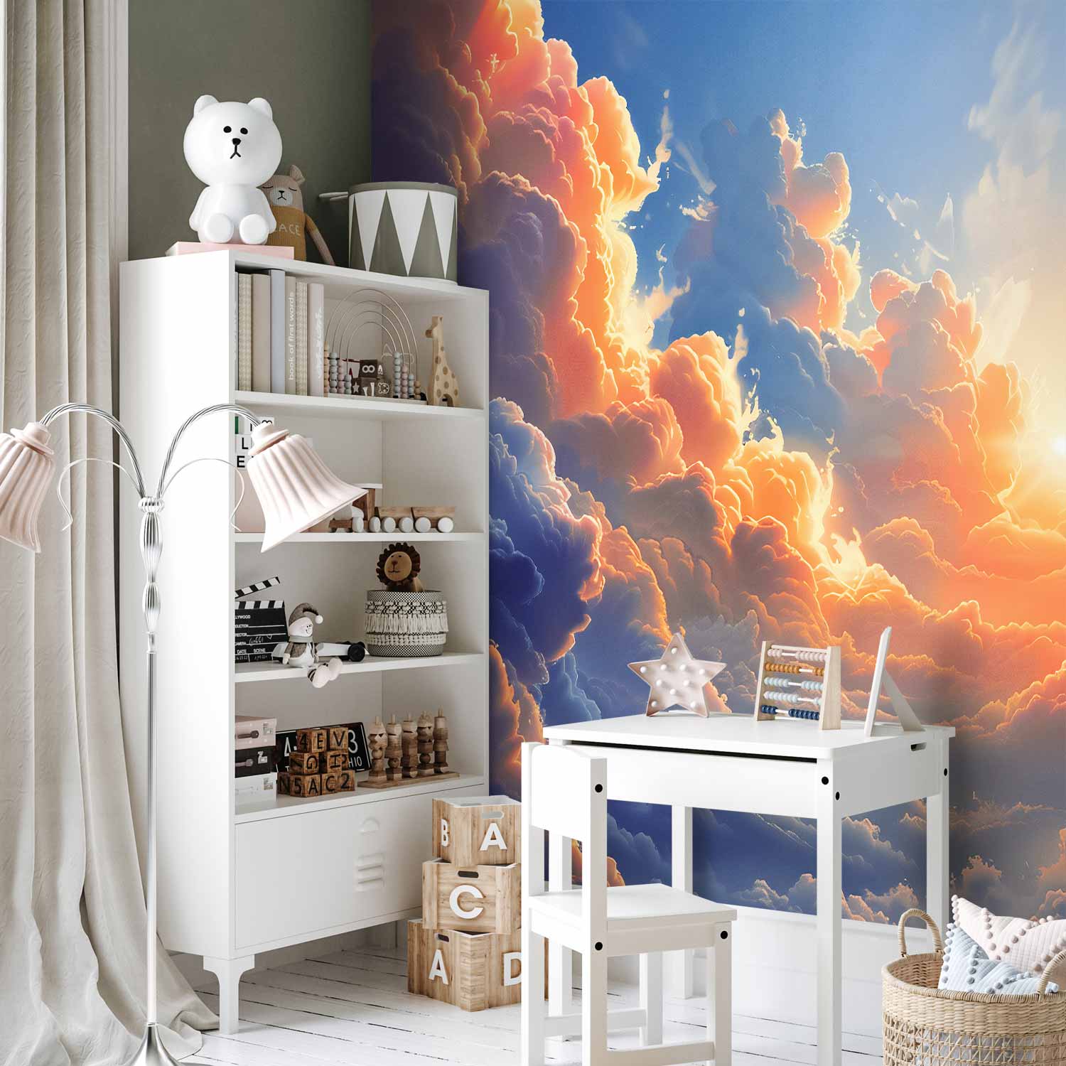 Sunset Over Cloudy Sea Multicolor Wall Mural