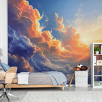 Wall Mural Sunset Over a Cloudy Sea in Vibrant Colors