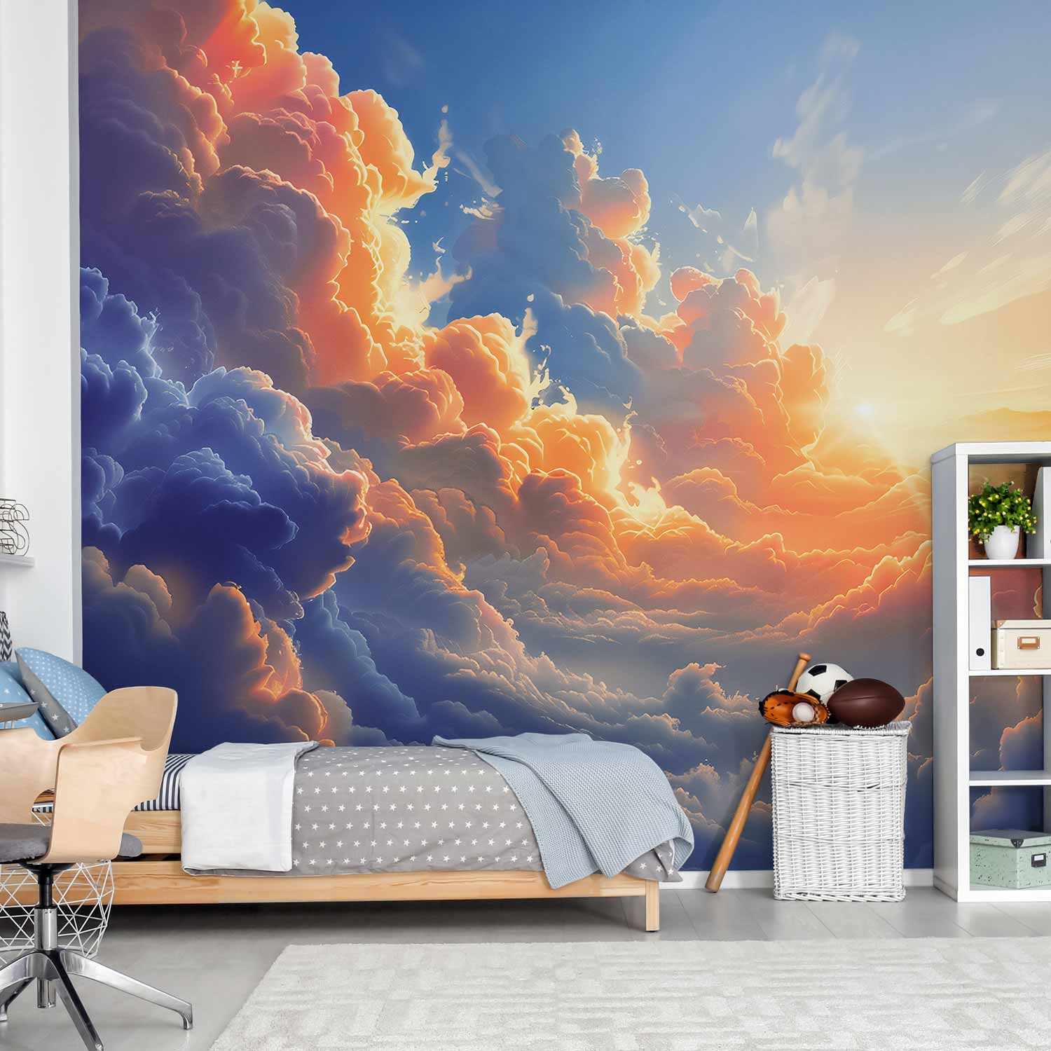 Wall Mural Sunset Over a Cloudy Sea in Vibrant Colors