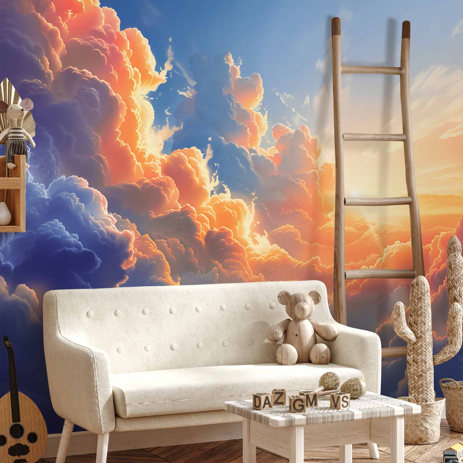 Sunset Over Cloudy Sea Multicolor Wall Mural