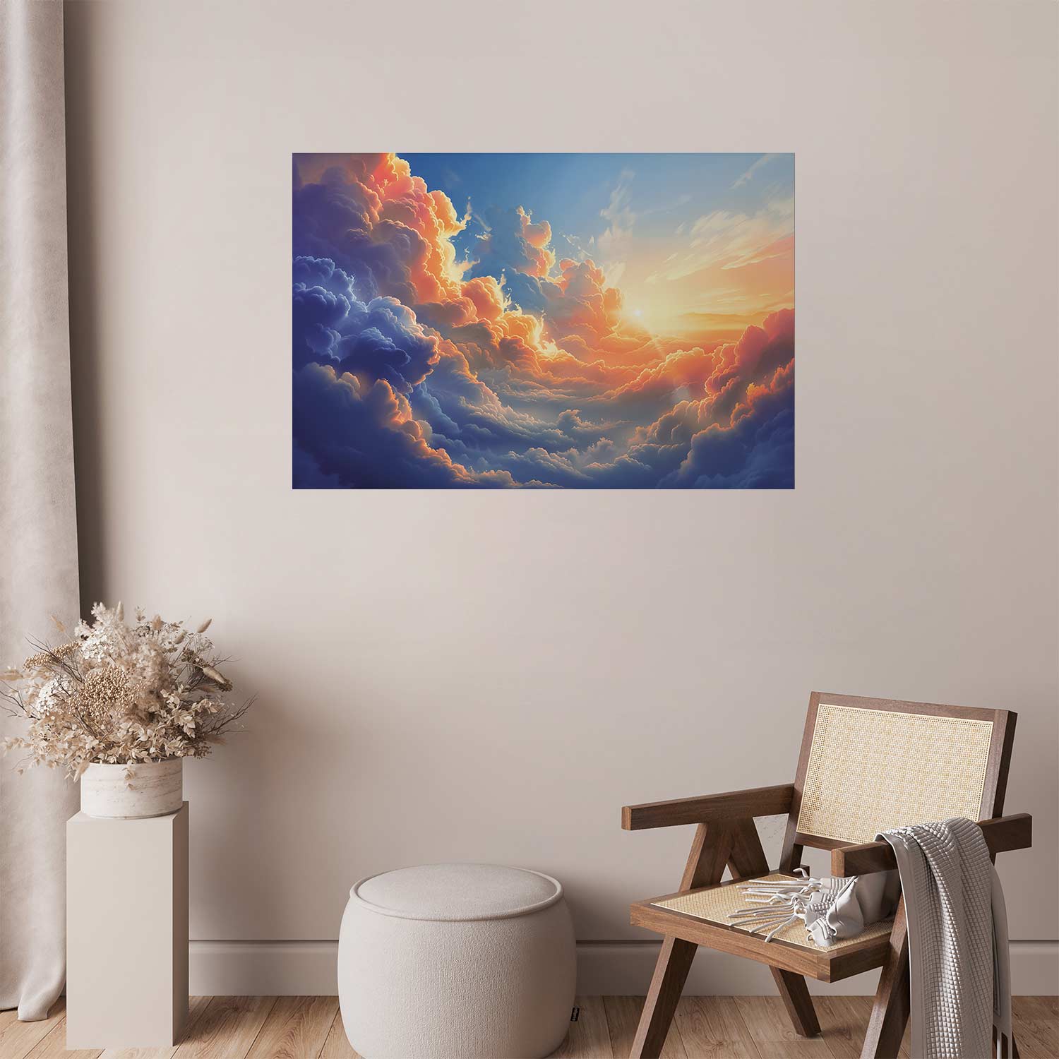 Sunset Over Cloudy Sea Multicolor Poster