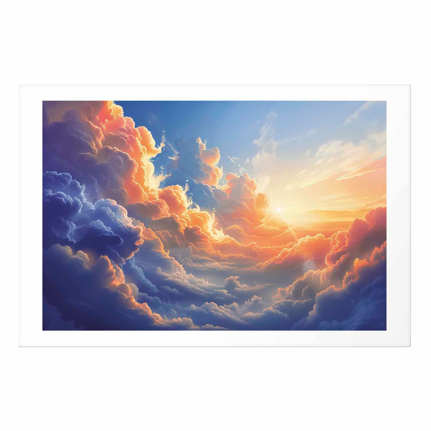Sunset Over Cloudy Sea Multicolor Poster