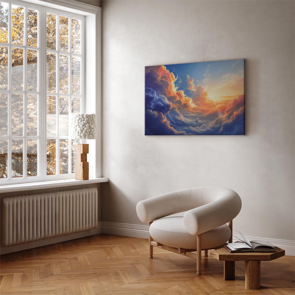 Canvas Print Sunset Over a Cloudy Sea - Vibrant Colors