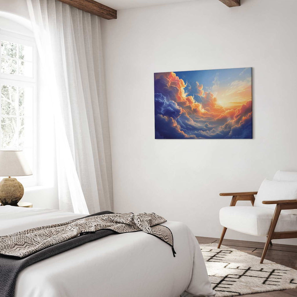 Sunset Over Cloudy Sea Multicolor Canvas Print