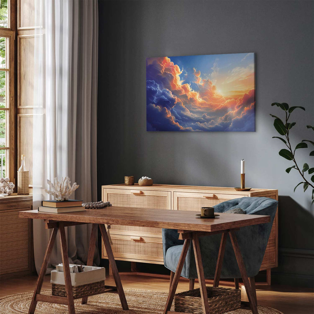 Sunset Over Cloudy Sea Multicolor Canvas Print