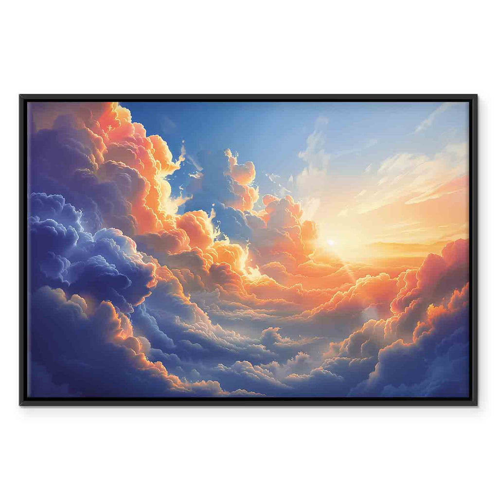 Sunset Over Cloudy Sea Multicolor Canvas Print