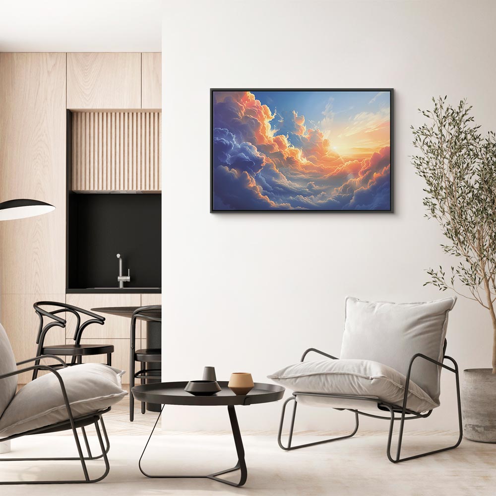 Canvas Print Sunset Over a Cloudy Sea - Vibrant Colors