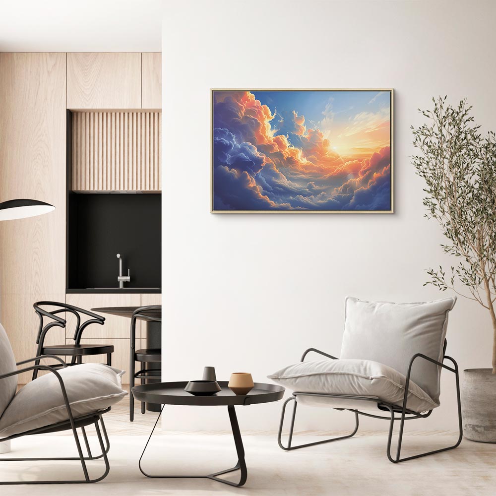 Canvas Print Sunset Over a Cloudy Sea - Vibrant Colors